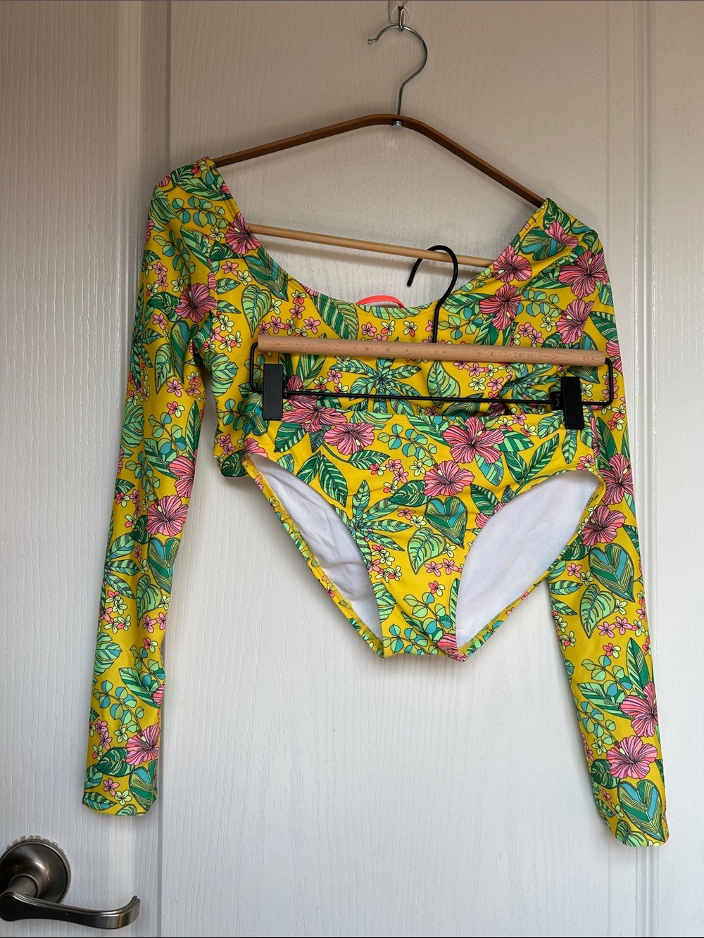 art class Yellow Floral Long Sleeve Kids Bikini Set Large 10/12